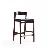 Manhattan Comfort CS007-BK Klismos 36.75 in. Black and Dark Walnut Beech Wood Counter Height Bar Stool